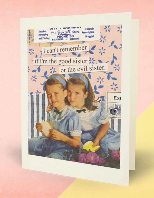 Cover image of greeting card, "Evil Sister"
